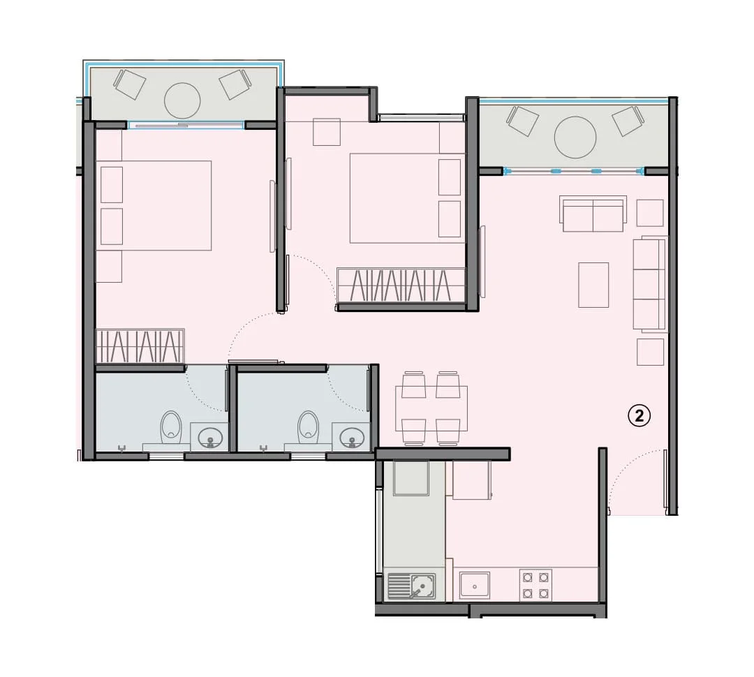 Kohinoor Sportsville Hinjewadi 2BHK Floorplan